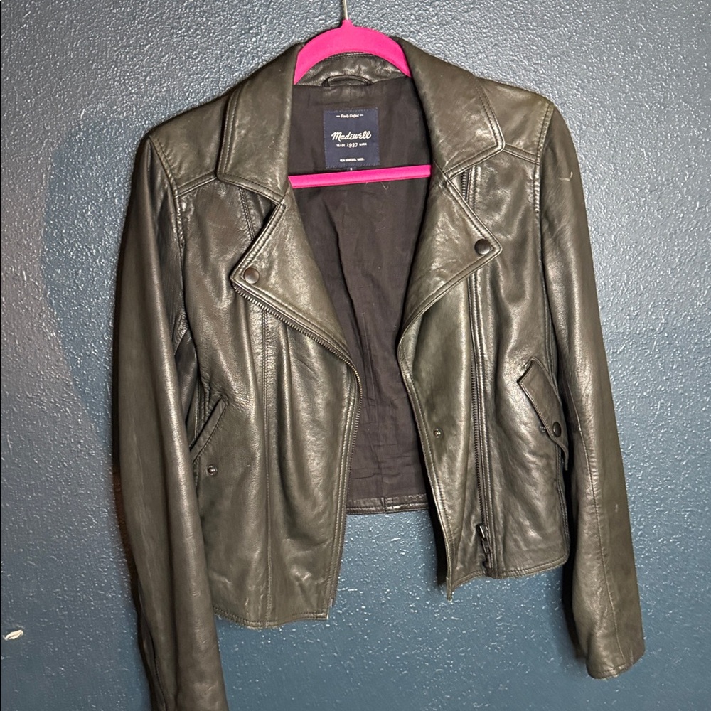Madewell washed black Leather Jacket